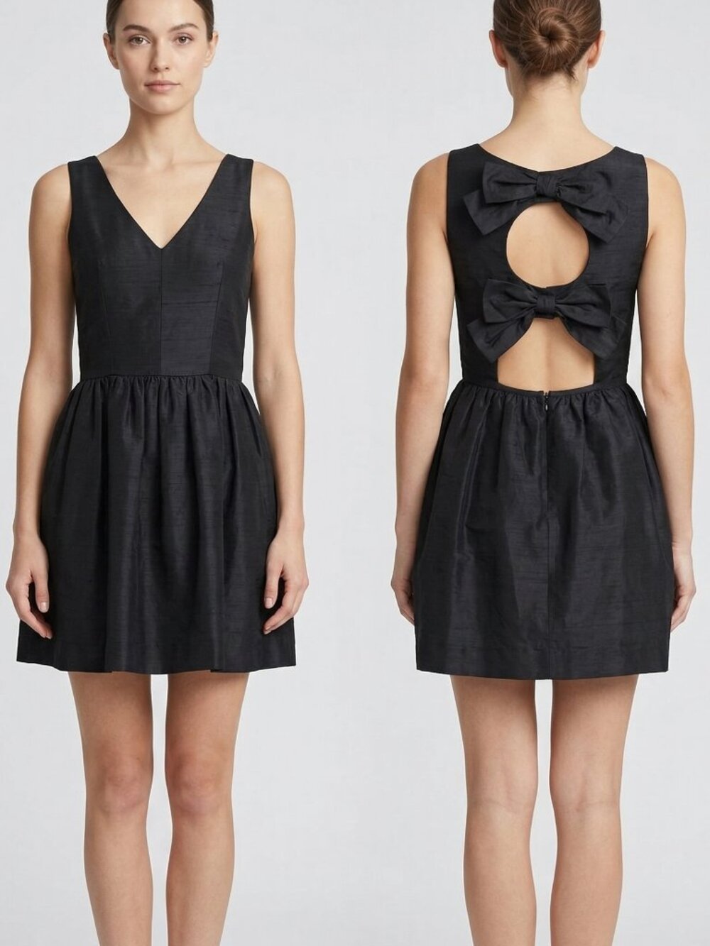 House of Holland 100% Raw Silk Double Bow Back Dress | 2